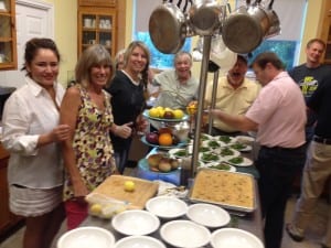 culinary team building event in a kitchen