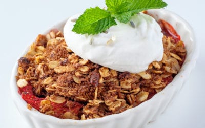 Strawberry And Amaretto Crumble with Lavender Whipped Cream