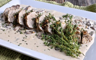 Roasted Pork Tenderloin with a Brandy, Mushroom, Thyme Cream Sauce